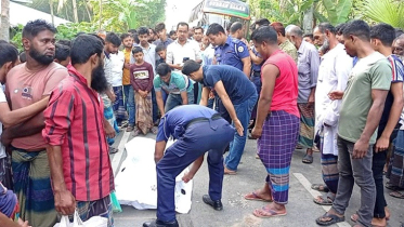 কাঁঠালিয়ায় বাস চাপায় ব্যবসায়ী নিহত, বিক্ষোভ